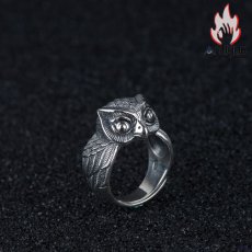 画像2: Antique Jewelry フクロウ指輪、男性用S925シルバーアクセサリー、パーソナル・ビンテージ・イーグルヘッド・オープン・リング、インデックス指輪 (2)