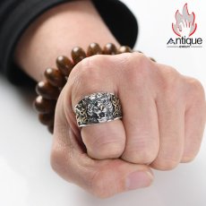 画像13: Antique Jewelry 虎の指輪、ビンテージシルバーアクセサリー、S925シルバー・オープンリング、メンズ (13)