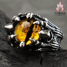 画像3: Antique Jewelry 悪魔の目 ドクロ 指輪 メンズ チタン鋼 レトロ 学生 ファッション ヒップホップ 人差し指 指輪 刻字可 アクセサリー (3)