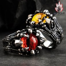 画像4: Antique Jewelry 悪魔の目 ドクロ 指輪 メンズ チタン鋼 レトロ 学生 ファッション ヒップホップ 人差し指 指輪 刻字可 アクセサリー (4)