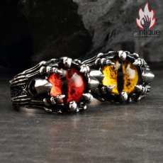 画像5: Antique Jewelry 悪魔の目 ドクロ 指輪 メンズ チタン鋼 レトロ 学生 ファッション ヒップホップ 人差し指 指輪 刻字可 アクセサリー (5)