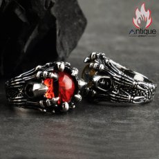 画像6: Antique Jewelry 悪魔の目 ドクロ 指輪 メンズ チタン鋼 レトロ 学生 ファッション ヒップホップ 人差し指 指輪 刻字可 アクセサリー (6)