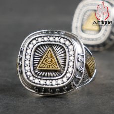 画像5: Antique Jewelry 欧米 ホルス 全視の目 S925シルバー リング ピンキーリング レトロ 人差し指 指輪 開口調節可 刻字可 アクセサリー (5)