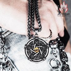 画像11: Antique Jewelry 五芒星 悪魔の目 ペンダント ヒップホップ チタン鋼 レトロ 個性 学生 ネックレス アクセサリー (11)