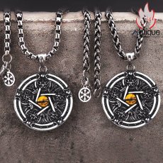 画像4: Antique Jewelry 五芒星 悪魔の目 ペンダント ヒップホップ チタン鋼 レトロ 個性 学生 ネックレス アクセサリー (4)