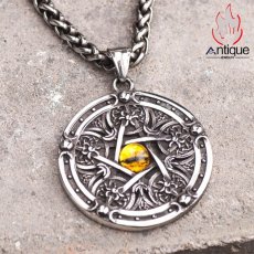 画像6: Antique Jewelry 五芒星 悪魔の目 ペンダント ヒップホップ チタン鋼 レトロ 個性 学生 ネックレス アクセサリー (6)