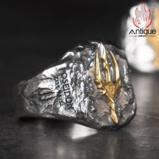 画像5: Antique Jewelry 「海王ポセイドンの氷の怒り」トライデントシルバーリング　ヴィンテージシルバーアクセサリー　男女兼用、個性的なデザイン (5)