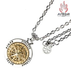 画像2: Antique Jewelry 回転可 コンパス ペンダント ネックレス チタン鋼 個性ヒップホップ レトロ ロング セーターネックレス アクセサリー (2)