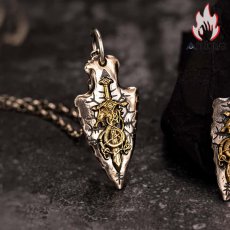 画像3: Antique Jewelry 北欧 ヴァイキングドラゴンソードフラワーシルバーコッパーネックレス シルバーペンダント ヴィンテージ パーソナル 石槍 男性シルバーアクセサリー 刻印可能 (3)