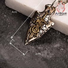 画像10: Antique Jewelry 北欧 ヴァイキングドラゴンソードフラワーシルバーコッパーネックレス シルバーペンダント ヴィンテージ パーソナル 石槍 男性シルバーアクセサリー 刻印可能 (10)