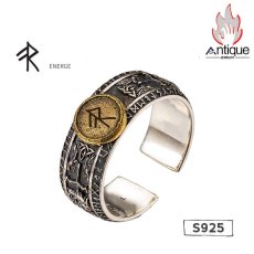 画像3: Antique Jewelry 北欧 ヴァイキングシルバーコッパールーン文字リング ヴィンテージ シングルテールリング シルバーアクセサリー 調整可能 刻印可能 (3)