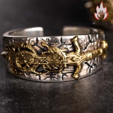 画像10: Antique Jewelry 北欧ヴァイキングドラゴンソードフラワーシルバーリング 男性テールリング ヴィンテージ 刻印可能 パーソナル シルバーコッパー シルバーアクセサリー オープンリング 調整可能 (10)