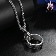 画像4: Antique Jewelry エタニティリングメンズネックレス　チタンペンダント　ロング丈セーターチェーン　学生向けアクセサリー (4)