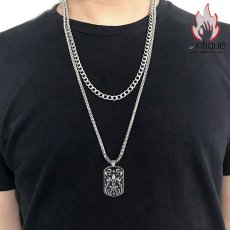 画像6: Antique Jewelry レトロな軍用タグペンダントネックレス - 男性用、個性的なチタンスチールペンダント、セーターチェーン付き、刻印可能なギフトアイテム (6)