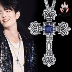 画像12: Antique Jewelry S925銀十字架ネックレス　クロウハートペンダント　レトロなペンダント　ロング丈セーターチェーン　男性用アクセサリー (12)