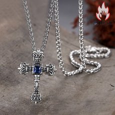 画像4: Antique Jewelry S925銀十字架ネックレス　クロウハートペンダント　レトロなペンダント　ロング丈セーターチェーン　男性用アクセサリー (4)