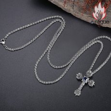 画像7: Antique Jewelry S925銀十字架ネックレス　クロウハートペンダント　レトロなペンダント　ロング丈セーターチェーン　男性用アクセサリー (7)