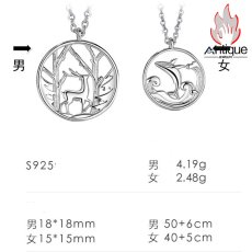 画像3: Antique Jewelry 鯨と鹿のカップルネックレス シルバー　鎖骨チェーン　個性的なデザイン バレンタインギフト (3)