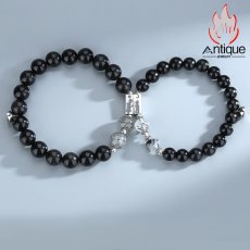 画像3: Antique Jewelry 黒曜石カップルブレスレット　S925銀　転运仏珠ブレスレット　カップルギフト (3)