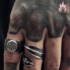 画像9: Antique Jewelry 北欧 オーディンくまの爪 リング レトロ チタン鋼 男性 パンク バイキング くまの掌指輪 アクセサリー (9)