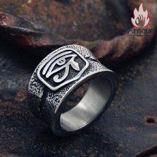 画像2: Antique Jewelry レトロ ホルスの目 指輪  チタン鋼  暗黒風 機関車 パンク メンズ 指輪 アクセサリー (2)