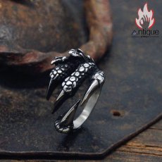 画像2: Antique Jewelry レトロ オープンドラゴンクロー 指輪 チタン鋼 欧米 パンク 男性 ダーク 人差し指リング アクセサリー (2)