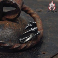 画像8: Antique Jewelry レトロ オープンドラゴンクロー 指輪 チタン鋼 欧米 パンク 男性 ダーク 人差し指リング アクセサリー (8)