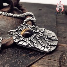 画像3: Antique Jewelry レトロ 虎眼石 軍牌 ネックレス チタン鋼 オリジナル 覇気 魔 パンク ペンダント アクセサリー (3)