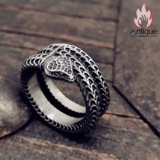 画像6: Antique Jewelry ブラック マンバ 蛇リング レトロ リング チタン鋼 パンク メンズ オリジナル ロック レトロなアクセサリー (6)