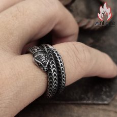 画像7: Antique Jewelry ブラック マンバ 蛇リング レトロ リング チタン鋼 パンク メンズ オリジナル ロック レトロなアクセサリー (7)