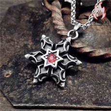 画像3: Antique Jewelry レトロ 六芒星 ネックレス メンズ チタン鋼ペンダント 永遠の花 パーティ 人気 アクセサリー (3)