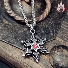 画像5: Antique Jewelry レトロ 六芒星 ネックレス メンズ チタン鋼ペンダント 永遠の花 パーティ 人気 アクセサリー (5)