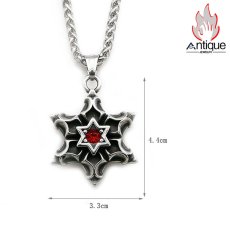 画像8: Antique Jewelry レトロ 六芒星 ネックレス メンズ チタン鋼ペンダント 永遠の花 パーティ 人気 アクセサリー (8)