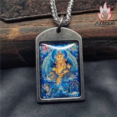 画像2: Antique Jewelry 中国西藏風の彩繪壁画&财神唐卡ネックレス - メンズ・レトロ・チタン・ステンレススチール (2)