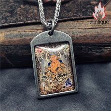 画像4: Antique Jewelry 中国西藏風の彩繪壁画&财神唐卡ネックレス - メンズ・レトロ・チタン・ステンレススチール (4)