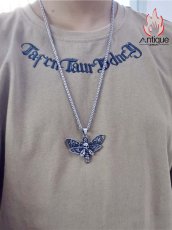 画像5: Antique Jewelry ダークスカル ヘルバタフライ  男性用レトロ パンクスタイル ペンダント ロックチタンスチールネックレス (5)