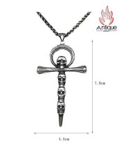 画像6: Antique Jewelry ダークスカル 杖 クロス ナイフ ペンダント メンズ レトロ チタン スチール 欧米 パンクスタイル 個性的 ヒップホップ 吊りペンダント (6)