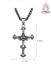 画像6: Antique Jewelry エジプトのホルスの目 十字架 ペンダント レトロ パンクスタイル チタンスチール ヒップホップ男性用ネックレス (6)