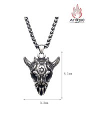 画像6: Antique Jewelry 六芒星 悪魔のドラゴンスカルヘッドネックレス レトロ パンクチタンスチール 欧米のパーソナル パワフルなファイヤードラゴンメンズペンダント (6)