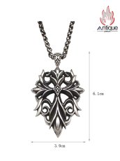 画像7: Antique Jewelry ゴシックヴァインクロスネックレス パンク チタンスチール ヴィンテージペンダント インス冷たい風 男性用セーターチェーン (7)