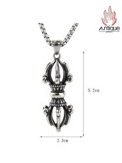 画像6: Antique Jewelry ヴィンテージ雲金剛杵ネックレス 男性用 チタンスチール ハロー パーソナル ペンダント 男女兼用 (6)