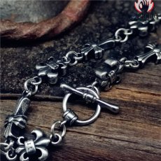 画像3: Antique Jewelry パンク風スカルヘッドブレスレット ヴィンテージ チタンスチール ヒップホップ風オリジナル 男女 ロックインダストリアル風アクセサリー (3)