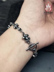 画像8: Antique Jewelry パンク風スカルヘッドブレスレット ヴィンテージ チタンスチール ヒップホップ風オリジナル 男女 ロックインダストリアル風アクセサリー (8)