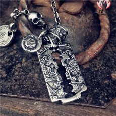 画像4: Antique Jewelry オリジナル ホルス刃ネックレス パンク チタンスチール モーガンスカルシルバーコインペンダント 男性用 (4)