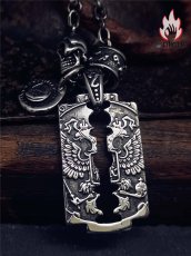 画像7: Antique Jewelry オリジナル ホルス刃ネックレス パンク チタンスチール モーガンスカルシルバーコインペンダント 男性用 (7)