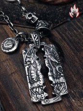 画像8: Antique Jewelry オリジナル ホルス刃ネックレス パンク チタンスチール モーガンスカルシルバーコインペンダント 男性用 (8)