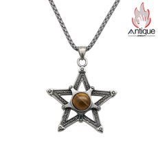 画像1: Antique Jewelry 個性的なネックレス 五芒星ペンダント メンズアクセサリー　レトロ　ヒップホップ　五角星　チタン鋼ネックレス　ペンダント (1)