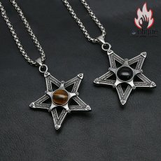 画像4: Antique Jewelry 個性的なネックレス 五芒星ペンダント メンズアクセサリー　レトロ　ヒップホップ　五角星　チタン鋼ネックレス　ペンダント (4)