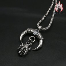 画像3: Antique Jewelry ドクロ ペンダント 個性なネックレス　悪魔の目　魔獣牙　地獄　クセサリー　パンク　チタン鋼　メンズネックレス (3)