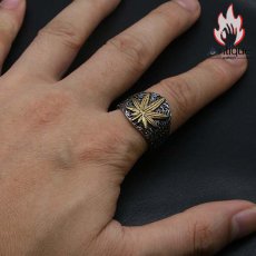 画像6: Antique Jewelry 個性な指輪 メンズ レディース ゴールド もみじ 指輪 チタン鋼 パンク レトロ 指輪 (6)